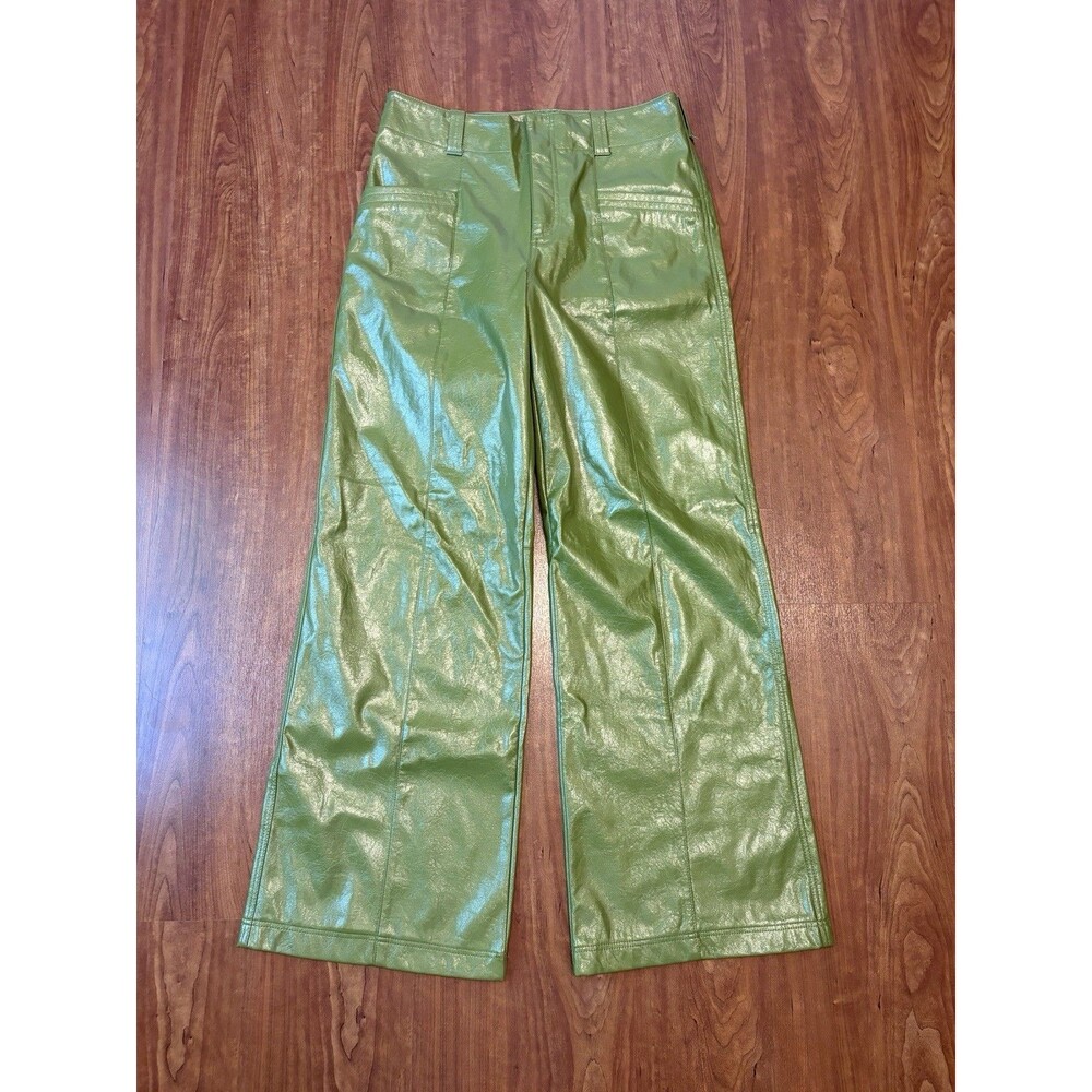 FREE PEOPLE Star Crossed Lovers Vegan Leather Pant Wide Straight Boho Retro Sz 8